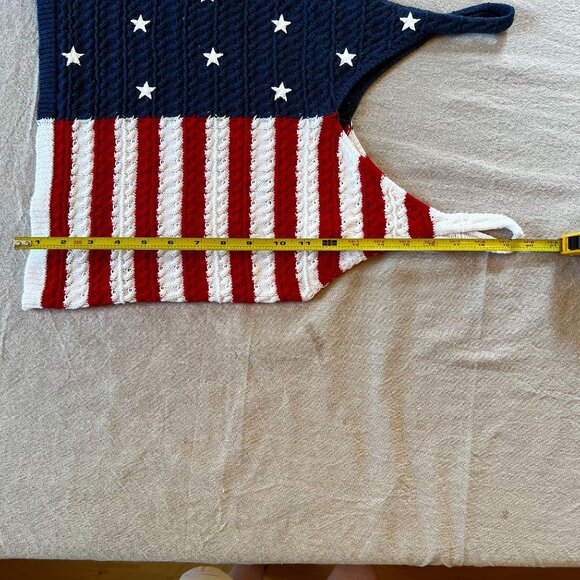 moon&madison Anthropologie Patriotic Knitted Tank Women M  American Flag Design - Picture 13 of 14